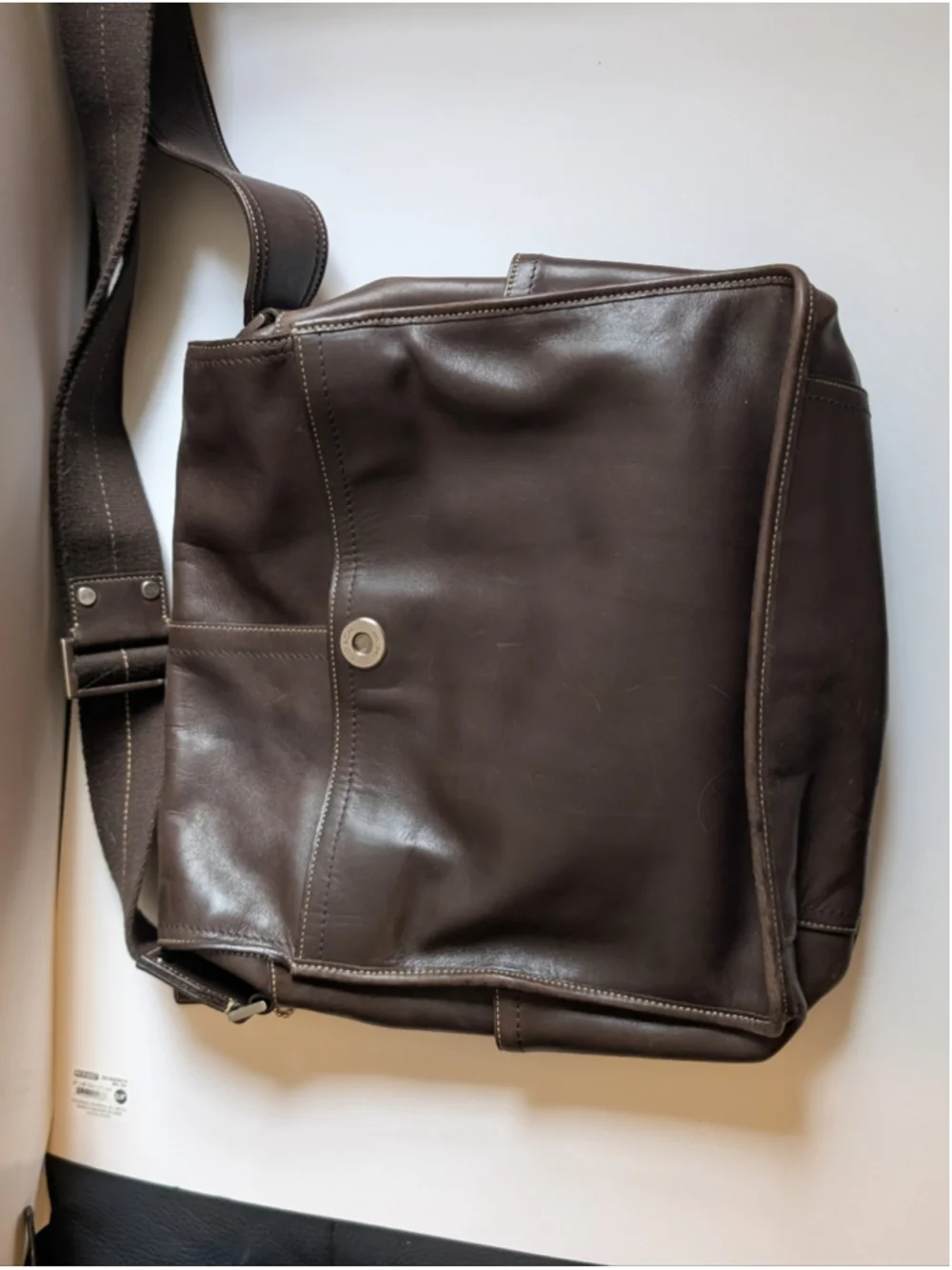 Vintage COACH 05A02 Brown Leather Messenger Bag Crossbody Transatlantic Map Bag